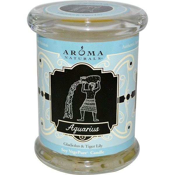 Aroma Naturals, Zodiac, Soy VegePure Candle, Aquarius, 6 oz (180 g) iHerb