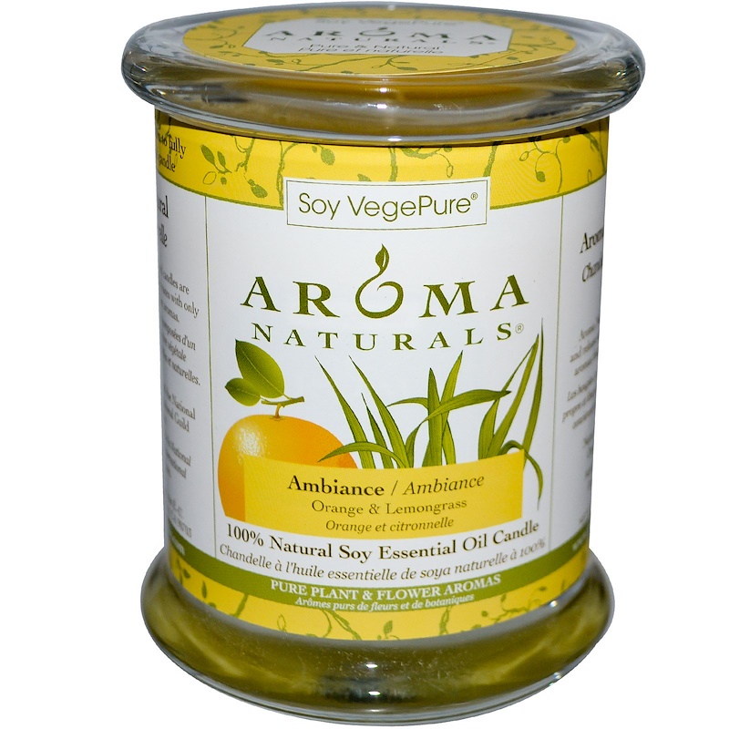 Aroma Naturals, 全天然大豆精油香薰蠟燭,甜橙&檸檬草香型,3英寸x3.5英寸