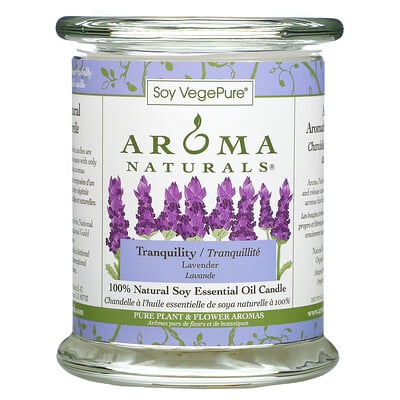 Aroma Naturals 100% натуральная соевая свеча с эфирным маслом, спокойствие, лаванда, 260 г (8,8 унции)