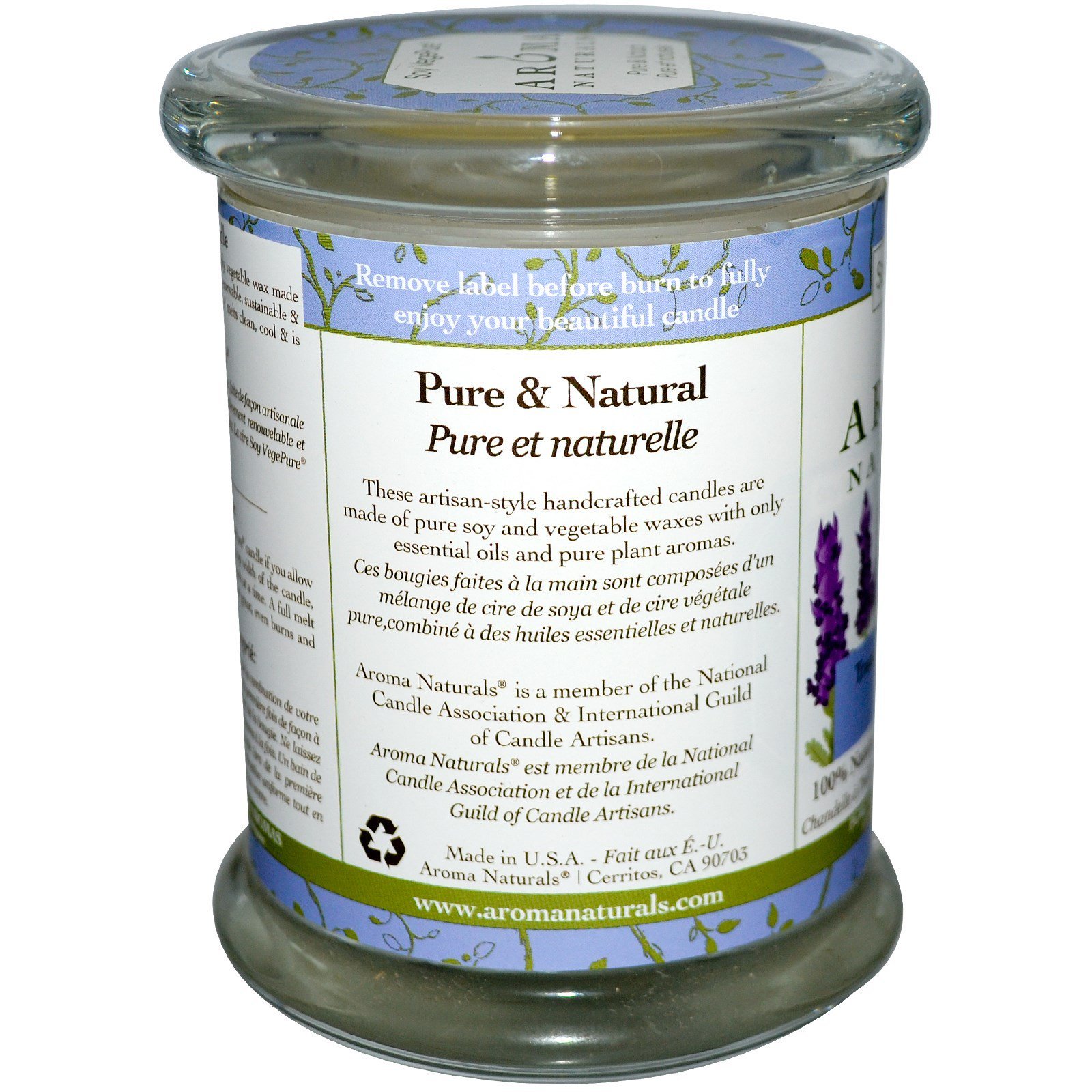 Aroma Naturals 100 Natural Soy Essential Oil Candle Tranquility Lavender 8 8 Oz 260 G Iherb