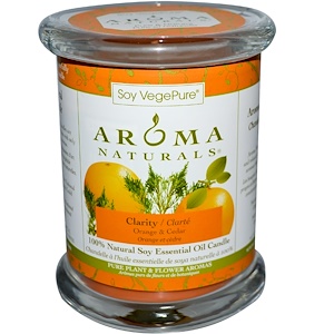 Отзывы о Арома Натуралс, Soy VegePure, 100% Natural Soy Essential Oil Candle, Clarity, Orange & Cedar, 8.8 oz (260 g)
