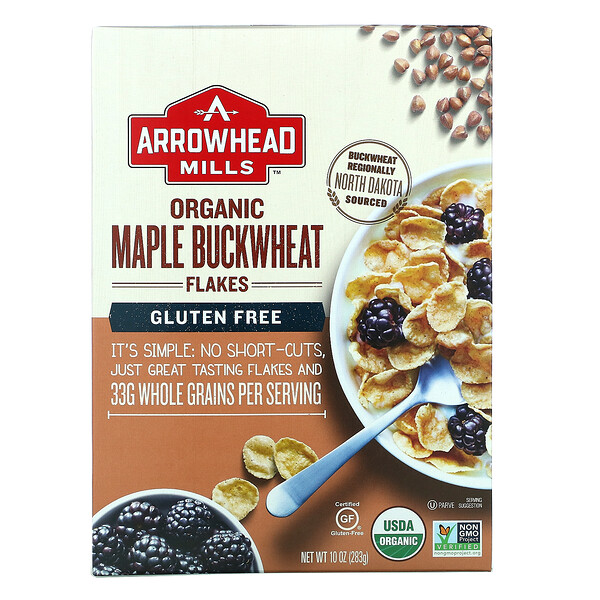 Arrowhead Mills‏, Organic Maple Buckwheat Flakes, Gluten Free, 10 oz (283 g)
