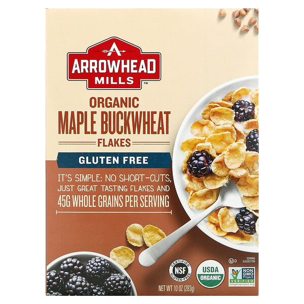 Arrowhead Mills‏, Organic Maple Buckwheat Flakes, Gluten Free, 10 oz (283 g)