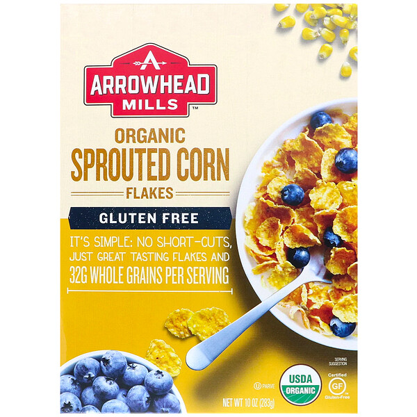 Arrowhead Mills‏, Organic Sprouted, Corn Flakes, Gluten Free, 10 oz (283 g)