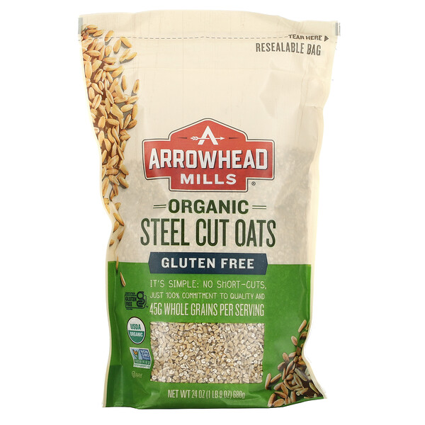 Arrowhead Mills‏, Organic Steel Cut Oats, Gluten Free, 24 oz (680 g)