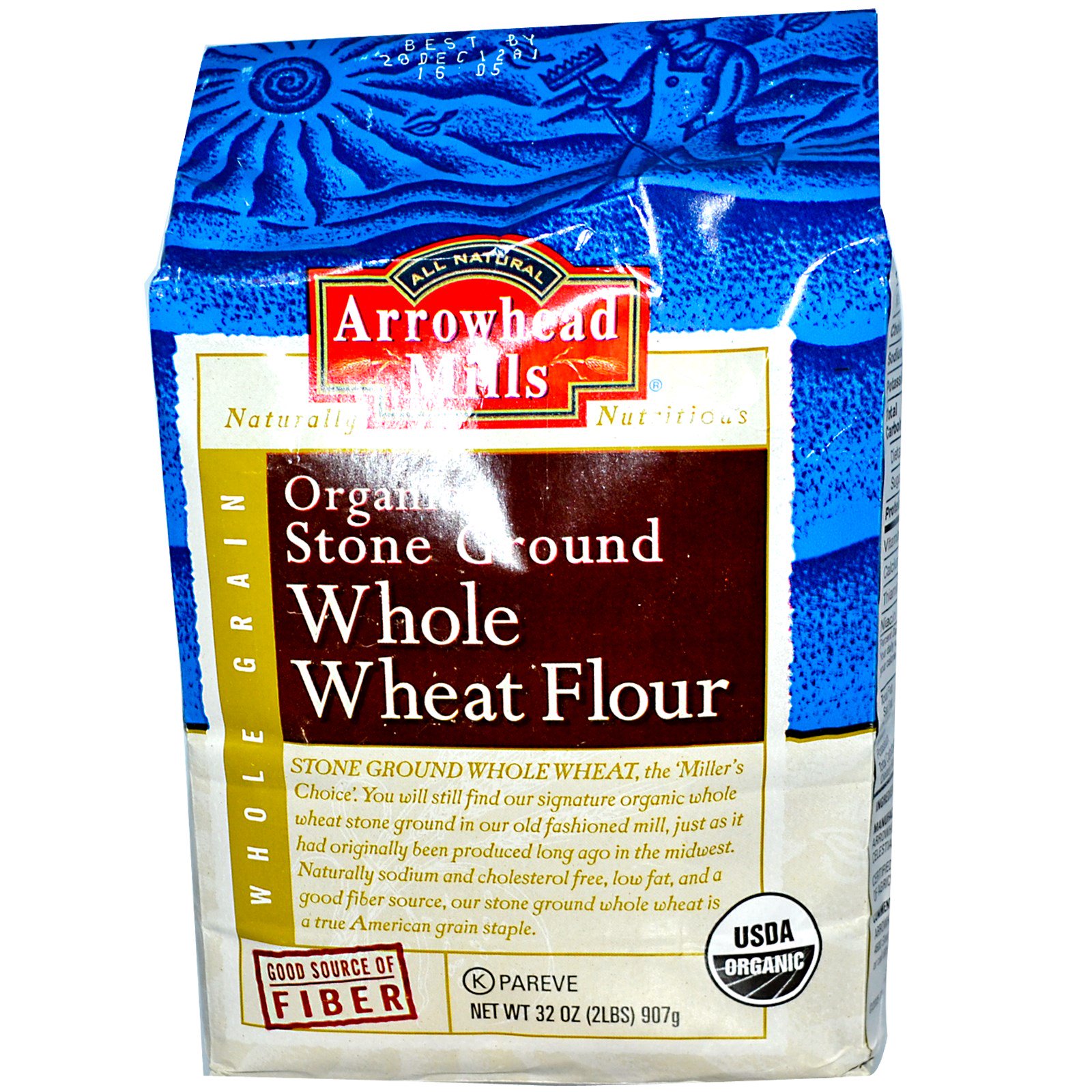 Arrowhead Mills, Organic Stone Ground Whole Wheat Flour, 32 oz (907 g) iHerb