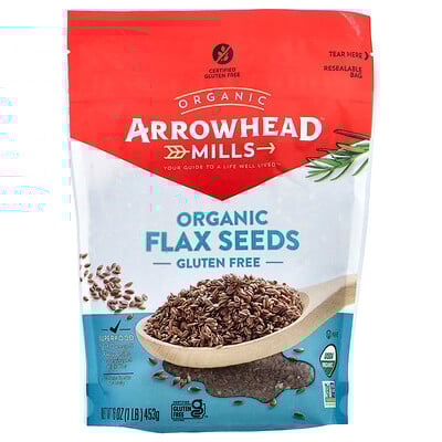 Arrowhead Mills, Organic Flax Seeds, Gluten Free, 1 lb (453 g)