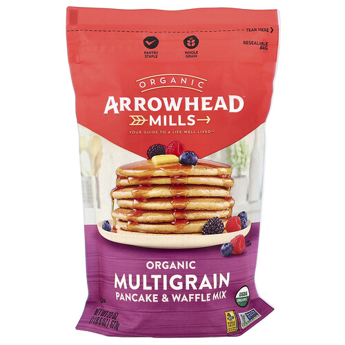 Arrowhead Mills, Organic Multigrain Pancake & Waffle Mix, Bio-Mehrkornpfannkuchen- und Waffelmischung, 623 g (22 oz.)