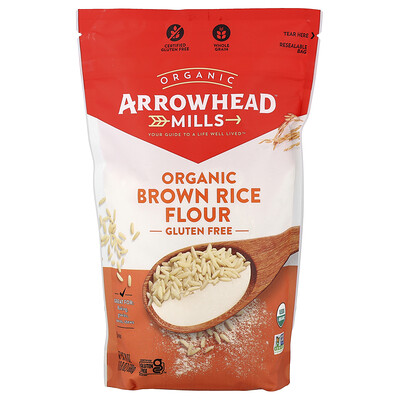 Arrowhead Mills, Harina de arroz integral orgánico, Sin gluten, 680 g (24 oz)