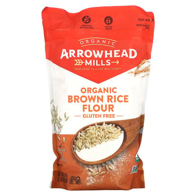 Купить Arrowhead Mills мука из органического коричневого риса, без глютена, 680 г (24 унции)