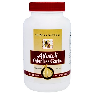 Arizona Natural, Чеснок без запаха Олрич, 250 капсул