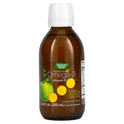 

Nature's Way NutraSea + D™, омега-3 + витамин D, с ярким вкусом яблока, 200 мл (6,8 жидкой унции)