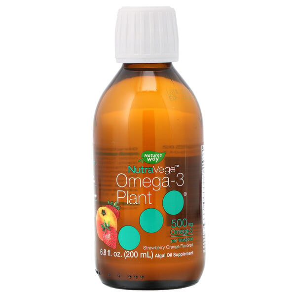 Nature's Way, NutraVege, Omega-3 Plant, Strawberry Orange Flavored, 500 mg, 6.8 fl oz (200 ml)