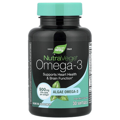 Nature's Way, NutraVege®, Omega-3, Menta fresca, 500 mg, 30 cápsulas blandas