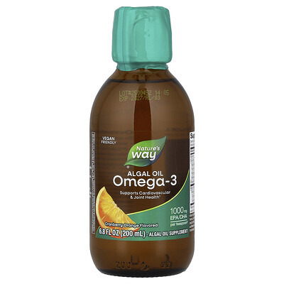 Nature's Way, Aceite de algas, Omega-3, Arándano rojo y naranja, 200 ml (6,8 oz. líq.)