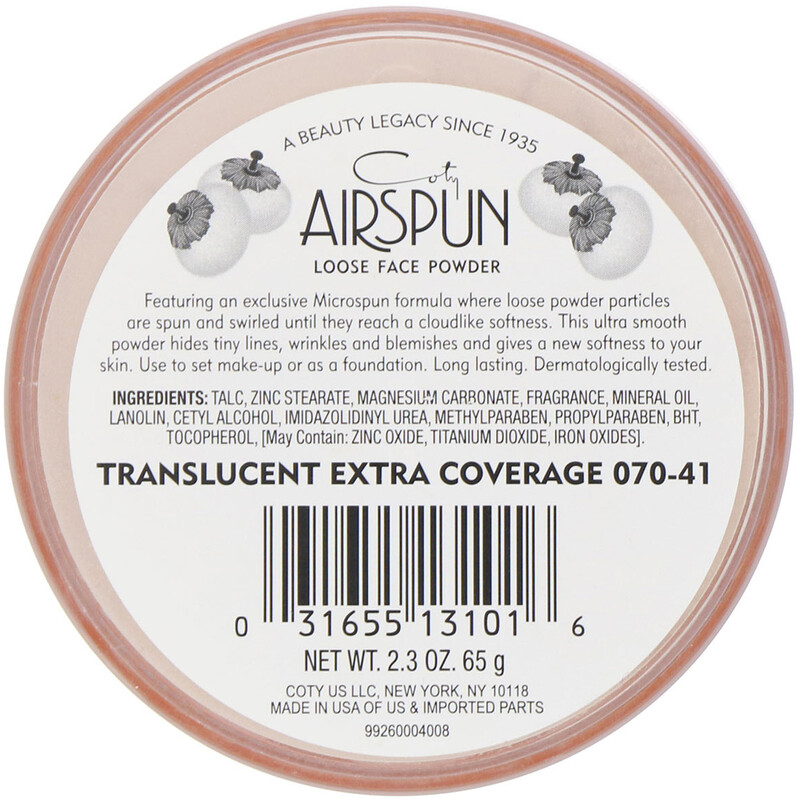 Airspun, Loose Face Powder, Translucent Extra Coverage 07041, 2.3 oz