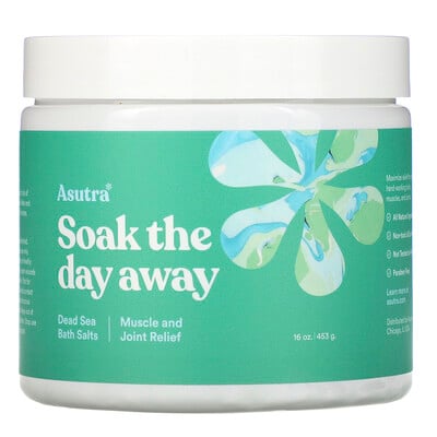 Asutra Soak The Day Away, Dead Sea Bath Salts, Muscle & Joint Relief, 16 oz (453 g)  - купить со скидкой