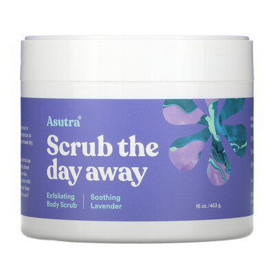 Asutra Scrub The Day Away, Exfoliating Body Scrub, Soothing Lavender, 16 oz (453 g)