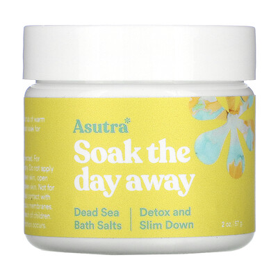 Asutra Soak The Day Away, Dead Sea Bath Salts, Detox and Slim Down, 2 oz (57 g)