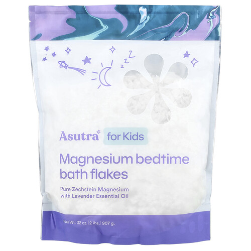 Asutra, Kids, Magnesium Bedtime Bath Flakes, Magnesium-Badeflocken, 907 g (32 oz.)