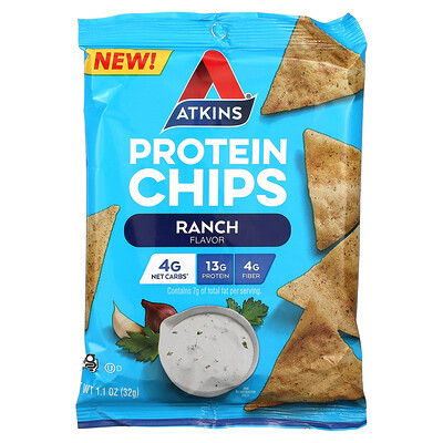 

Atkins, Protein Chips, Ranch, 8 Bags, 1.1 oz (32 g) Each