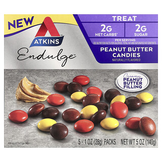 Atkins, Endulge™, Peanut Butter Candies, 5 Bars, 1 oz (28 g) Each