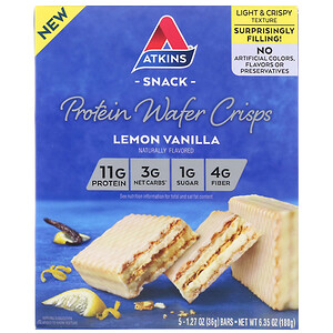 Акткинс, Protein Wafer Crisps, Lemon Vanilla, 5 Bars, 1.27 oz (36 g) Each отзывы
