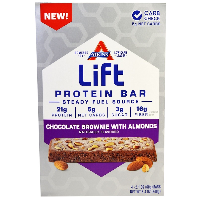 Atkins, Lift Protein Bar, Chocolate Brownie with Almonds, 4 Bars 2.1