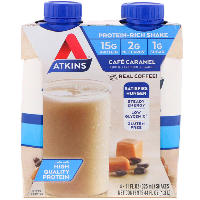 Atkins, Cafe Caramel Shake, 4 Shakes, 11 fl oz (325 ml) Each iHerb