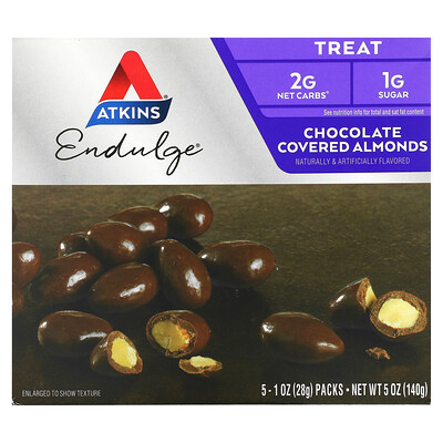 Atkins Endulge, миндаль в шоколаде, 5 упаковок, 28 г (1 унция) каждая