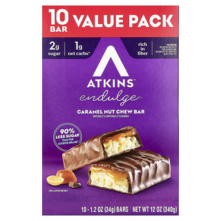 Atkins, Endulge™, Caramel Nut Chew Bar, 10 Bars, 1.2 oz (34 g) Each