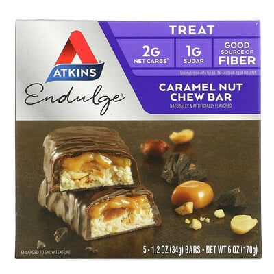 Купить Atkins Endulge, батончики с карамелью и орехами, 5 шт. по 34 г (1, 2 унции)