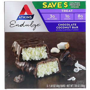 Вкусные шоколадно-кокосовые батончики, 5 батончиков, 40 г каждый отзывы, применение, состав, цена, купить