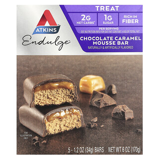 Atkins, Endulge™, Chocolate Caramel Mousse Bar, 5 Bars, 1.2 oz (34 g) Each