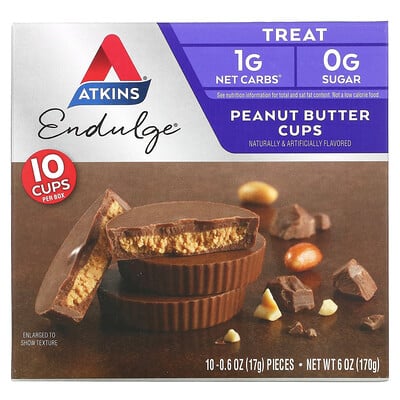 Купить Atkins Endulge, печенье с арахисовым маслом, 10 упаковок, 17 г (0, 6 унции) каждая