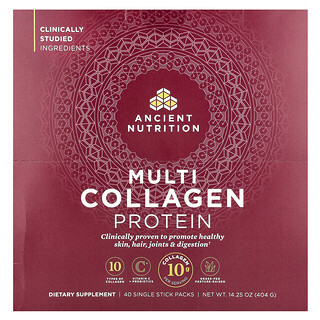 Ancient Nutrition, Monikollageeniproteiini, 40 yksittäispakkausta, 10,1 g/pakkaus