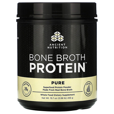 Dr. Axe / Ancient Nutrition Bone Broth Protein, Pure, 0.98 lb (455 g)