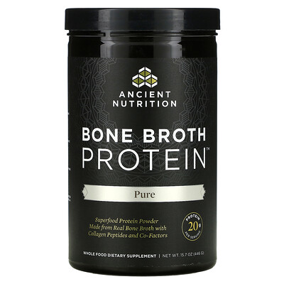 

Dr. Axe / Ancient Nutrition Bone Broth Protein, чистый протеиновый порошок, 446 г (15,7 унции)