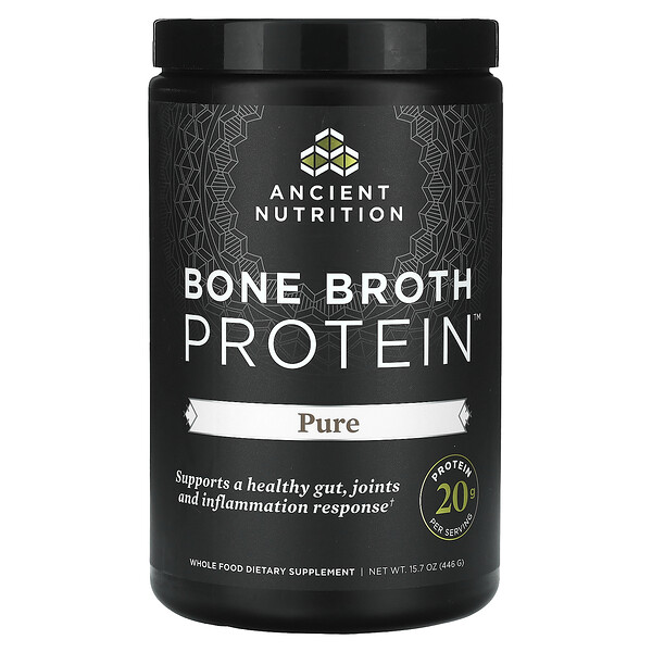Ancient Nutrition Bone Broth Protein, Pure, 15.7 oz(446 g)