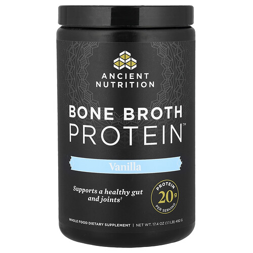 Ancient Nutrition Bone Broth Protein - Vanilla Vitamin | 20 G Protein 17.4 oz Powder