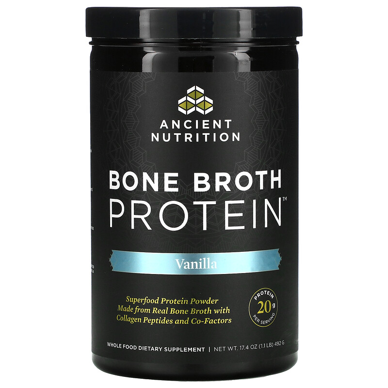 Dr. Axe / Ancient Nutrition, Bone Broth Protein, Vanilla, 17.4 oz (492