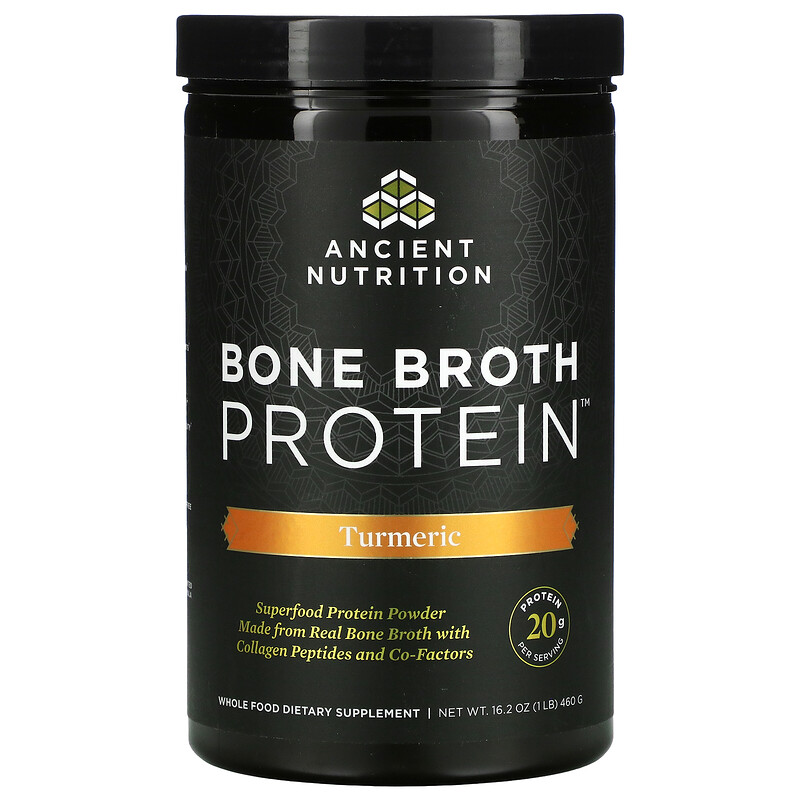 Dr. Axe / Ancient Nutrition, Bone Broth Protein, Turmeric, 1 lb (460 g