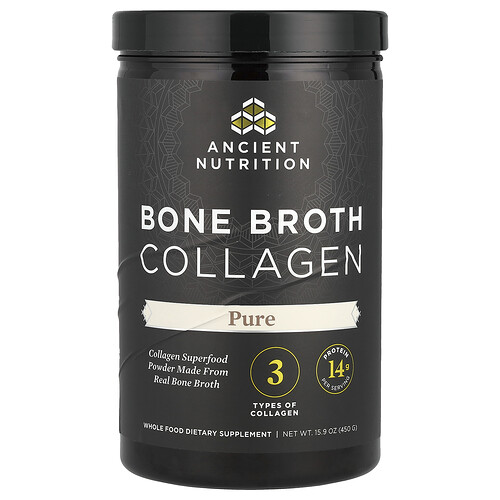 Ancient Nutrition Bone Broth Collagen Pure Supplement Vitamin | 15.9 oz Powder