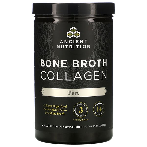 Dr. Axe / Ancient Nutrition, Bone Broth Collagen, Knochenbrühe-Kollagen, rein, 450 g (15,9 oz)