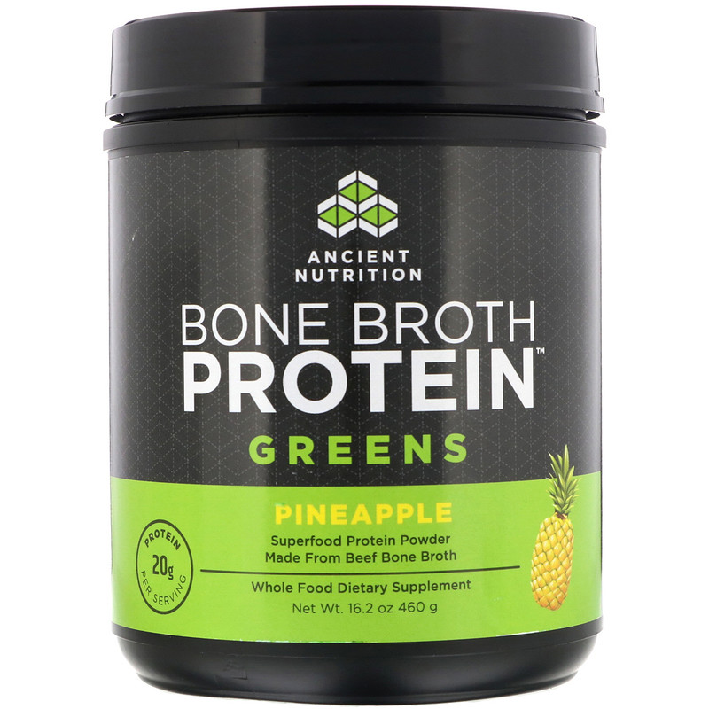 Dr. Axe / Ancient Nutrition, Bone Broth Protein Greens, Pineapple, 16.2