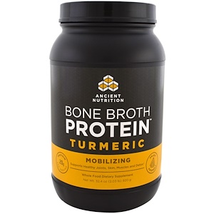 Отзывы о Dr. Axe / Ancient Nutrition, Bone Broth Protein, Turmeric, 32.4 oz (920 g)