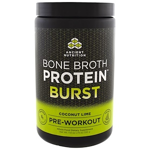 Ancient Nutrition, Bone Broth Protein Burst, перед тренировкой, кокос и лайм, 11.6 унц. (330 г.)