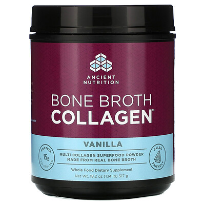 Dr. Axe / Ancient Nutrition Bone Broth Collagen, Vanilla, 1.14 lbs (517 g)