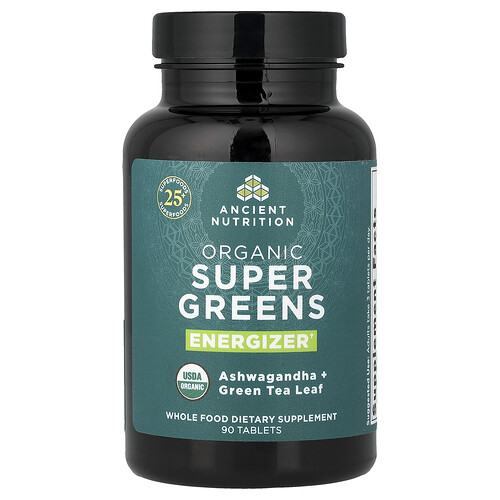 Ancient Nutrition, Organic Super Greens, Energizer, 90 Tablets