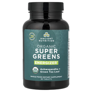 Ancient Nutrition‏, Organic Super Greens, אנרג'ייזר, 90 טבליות